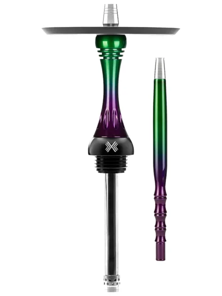 Alpha Hookah Model X Force Candy Rus nargile takımı – yeşil ve mor gövde ile uyumlu ağızlık