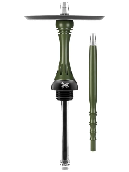Alpha Hookah Model X Olive Rus nargile takımı – yeşil gövde görünümü