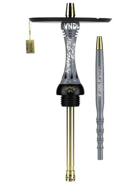 Alpha Hookah Model X VNDL Nardo Grey nargile takımı – gri, gold tonlu görünüm