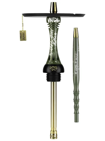 Alpha Hookah Model X VNDL Olive nargile takımı – yeşil, gold tonlu görünüm
