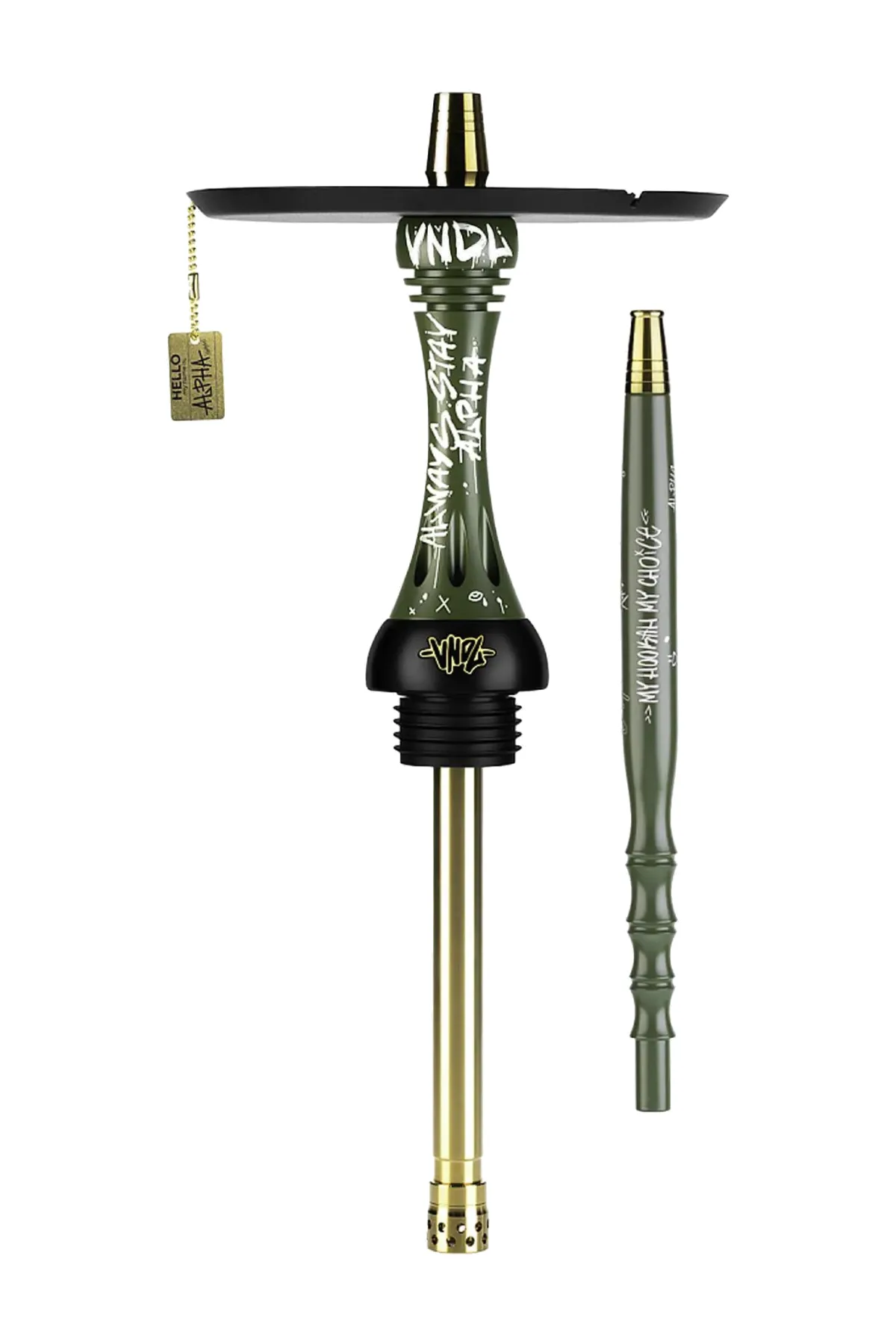 Alpha Hookah Model X VNDL Olive nargile takımı – yeşil, gold tonlu görünüm