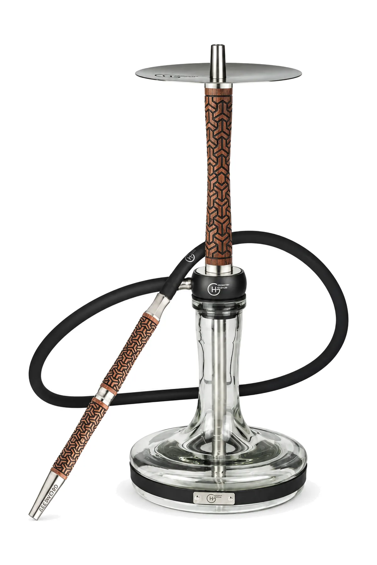 Geometry Hookah Atom nargile takımı – kahverengi, siyah, gümüş tonlu görünüm