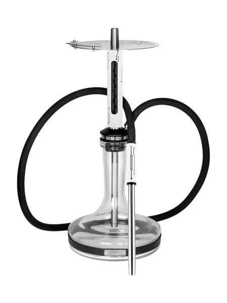 Geometry Hookah Techno nargile takımı – gümüş, siyah renkli görünüm