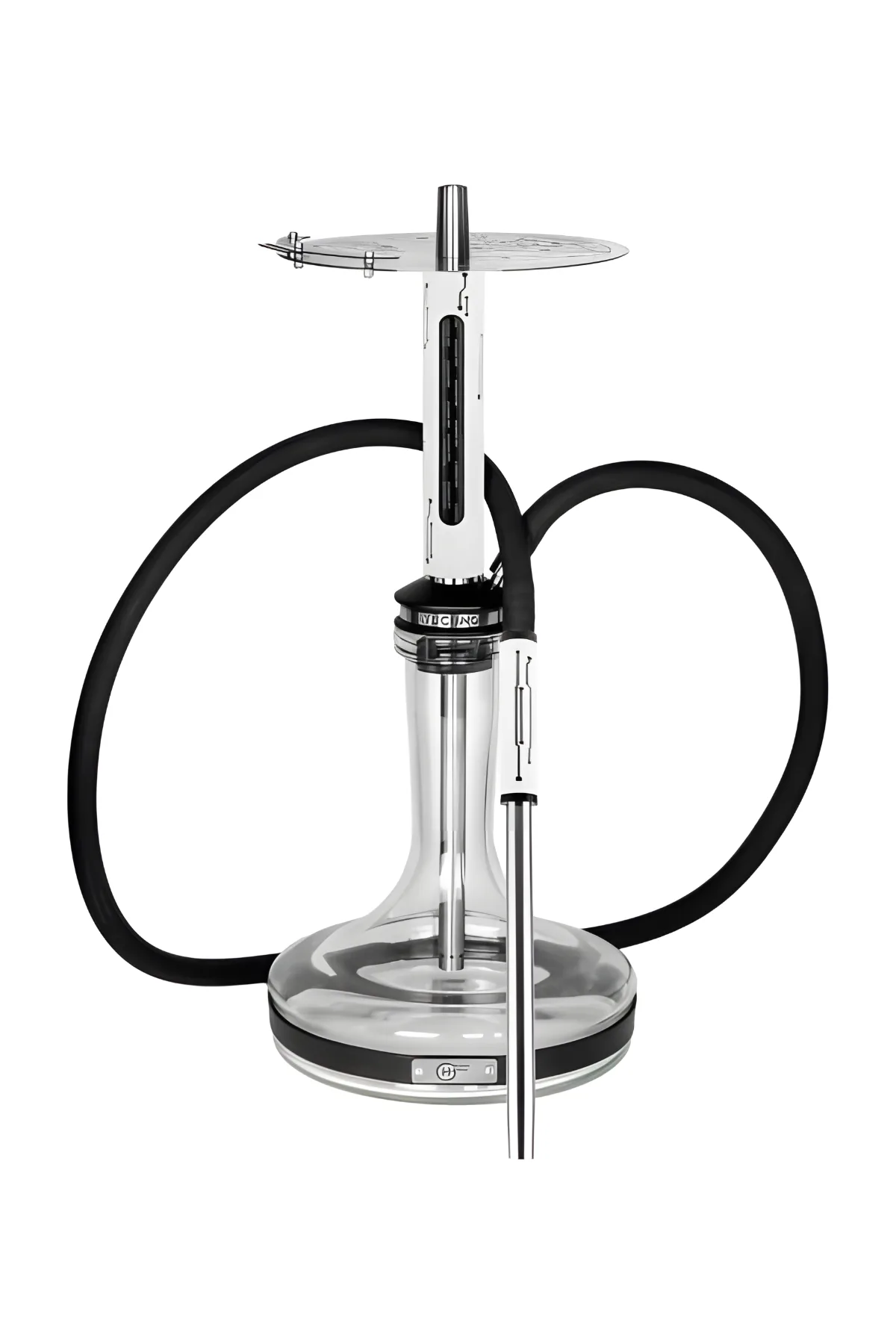 Geometry Hookah Techno nargile takımı – gümüş, siyah renkli görünüm