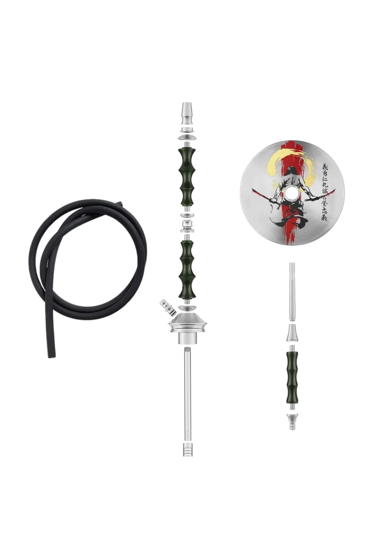 Japona Hookah Sensei nargile takımı – yeşil, gümüş renkli görünüm