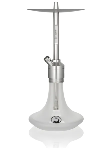 Steamulation Prime Pro X (Kutusuz) nargile takımı – gümüş, şeffaf renkli görünüm