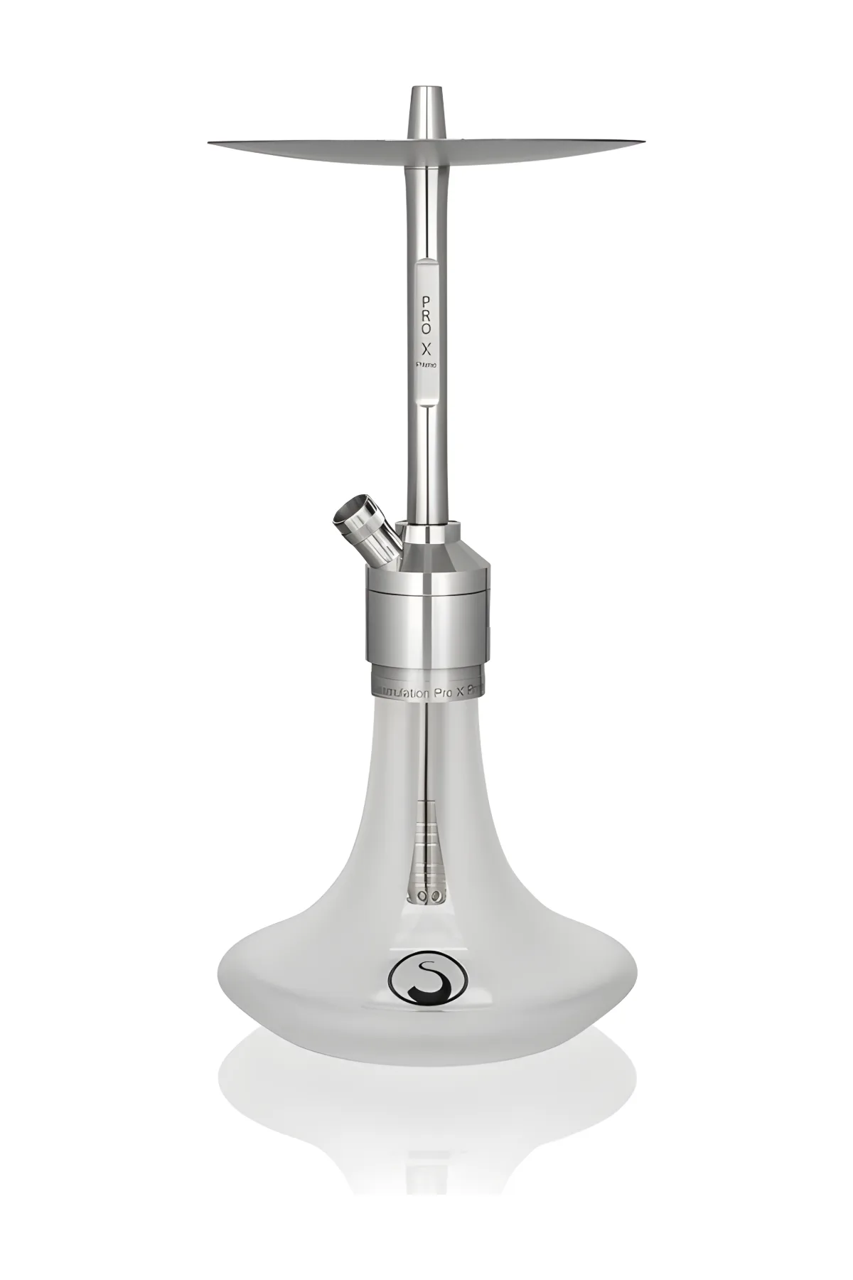Steamulation Prime Pro X (Kutusuz) nargile takımı – gümüş, şeffaf renkli görünüm