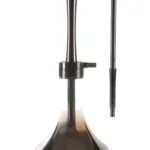 YT Shisha BALLI Titanyum Black Nargile Takımı, siyah, gümüş renkli gövde ve cam şişe görünümü