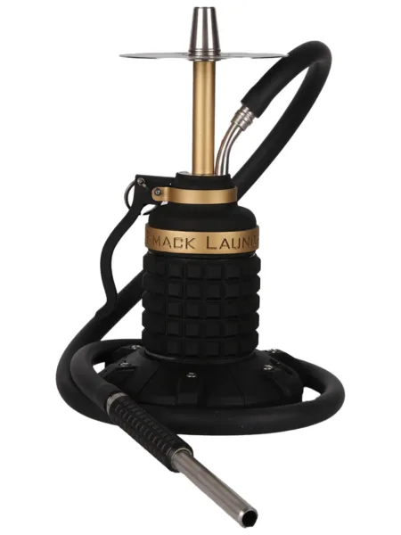 YT Shisha Bomb Çantalı Nargile Takımı, siyah, gold, gümüş renkli gövde ve su haznesi görünümü