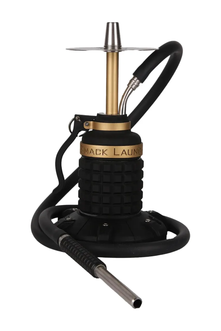YT Shisha Bomb Çantalı Nargile Takımı, siyah, gold, gümüş renkli gövde ve su haznesi görünümü