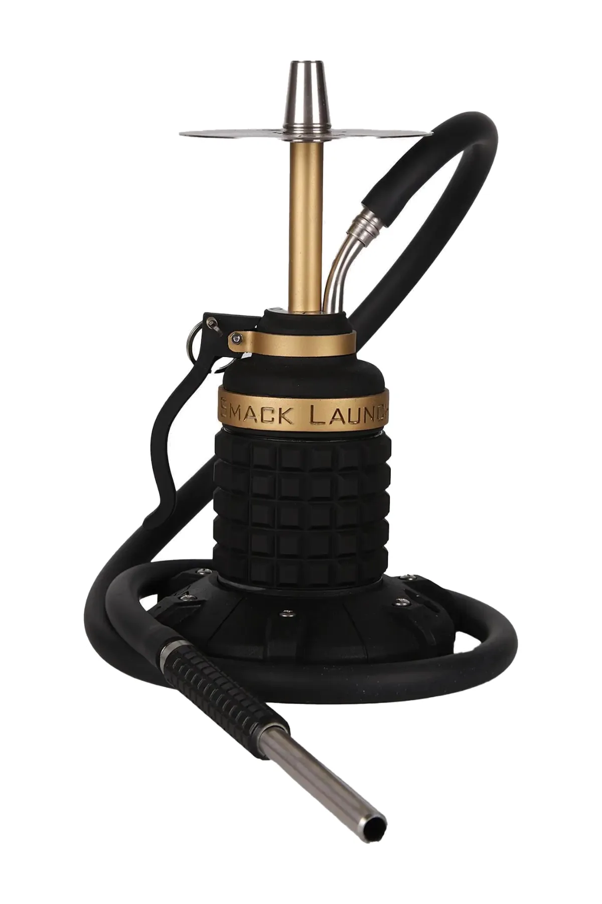 YT Shisha Bomb Çantalı Nargile Takımı, siyah, gold, gümüş renkli gövde ve su haznesi görünümü