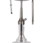 YT Shisha Bullet Nargile Takımı, gümüş, şeffaf renkli gövde ve cam şişe görünümü