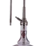 YT Shisha Bullet Kızılelma Nargile Takımı, gümüş, kırmızı, şeffaf renkli gövde ve cam şişe görünümü