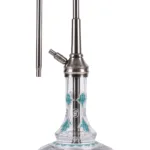 YT Shisha Bullet Şemsikitap Nargile Takımı, gümüş, turkuaz, şeffaf renkli gövde ve cam şişe görünümü