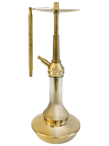 YT Shisha Bullet Titanyum Gold Nargile Takımı, gold renkli gövde ve cam şişe görünümü
