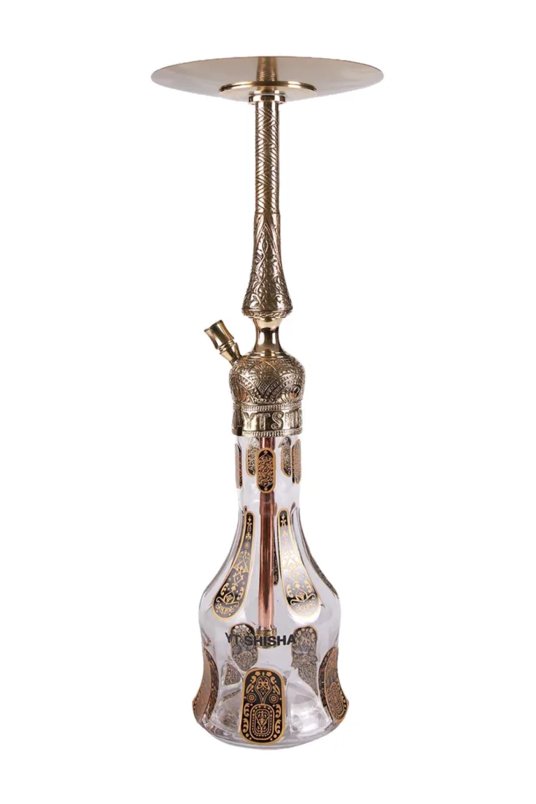 YT Shisha Classic 67 Yaldızlı Siyah, siyah, gold, şeffaf renkli nargile