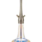 YT Shisha HOOKAH Vidalı Yaldızlı Şişeli Kahveci Nargile Takımı, gold, mavi, şeffaf renkli gövde ve cam şişe görünümü