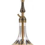 YT Shisha Hürrem Kahveci Siyah Nargile Takımı, gold, siyah, şeffaf renkli gövde ve cam şişe görünümü