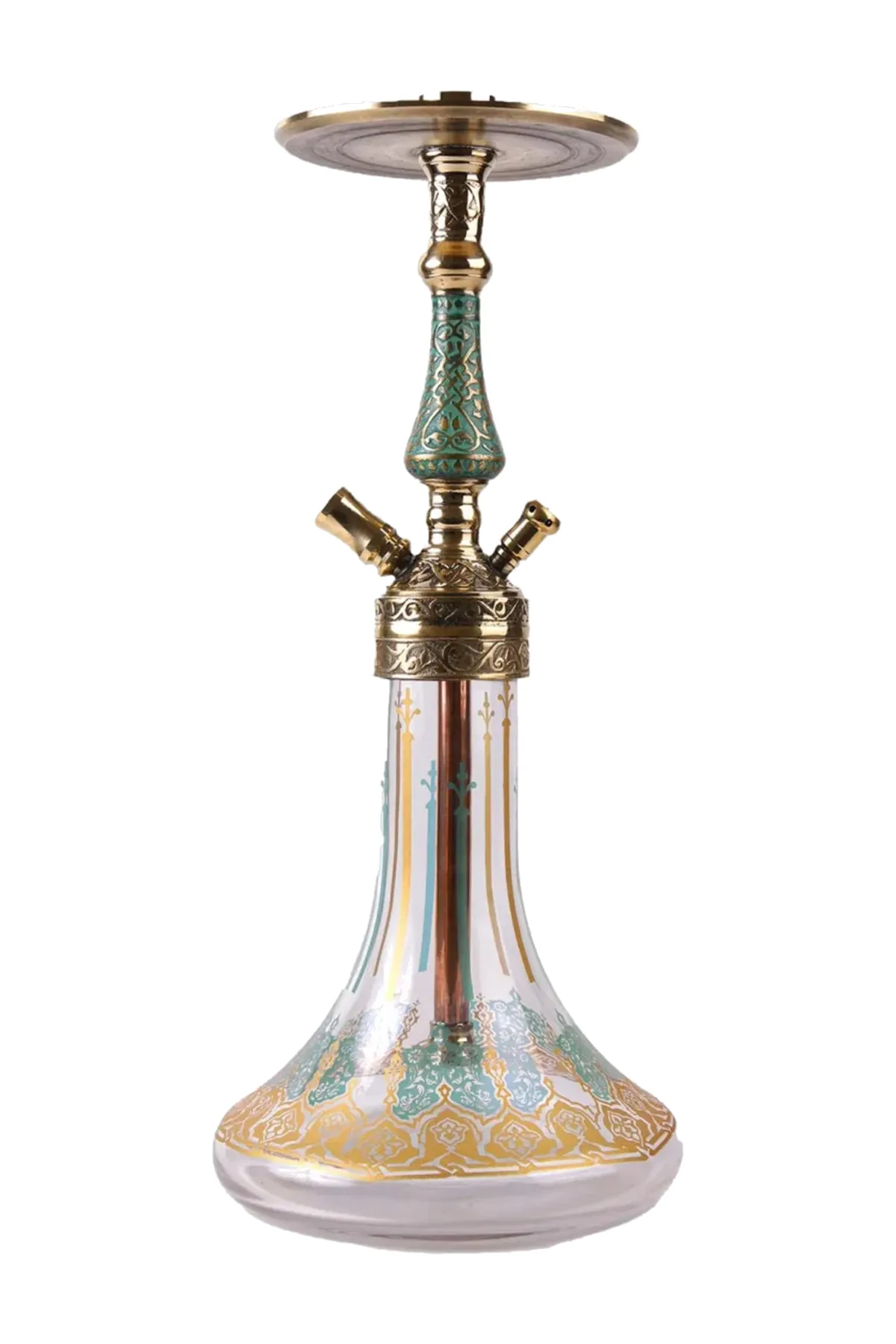 YT Shisha Hürrem Kahveci Yeşil, yeşil, gold, şeffaf renkli nargile