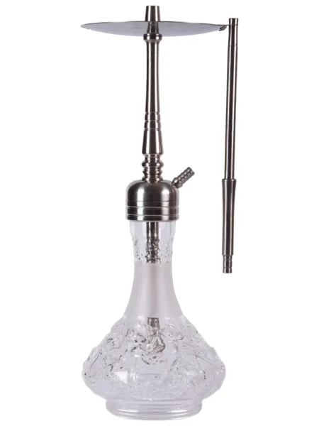 YT Shisha Ice Off Nargile Takımı, gümüş, şeffaf renkli gövde ve cam şişe görünümü