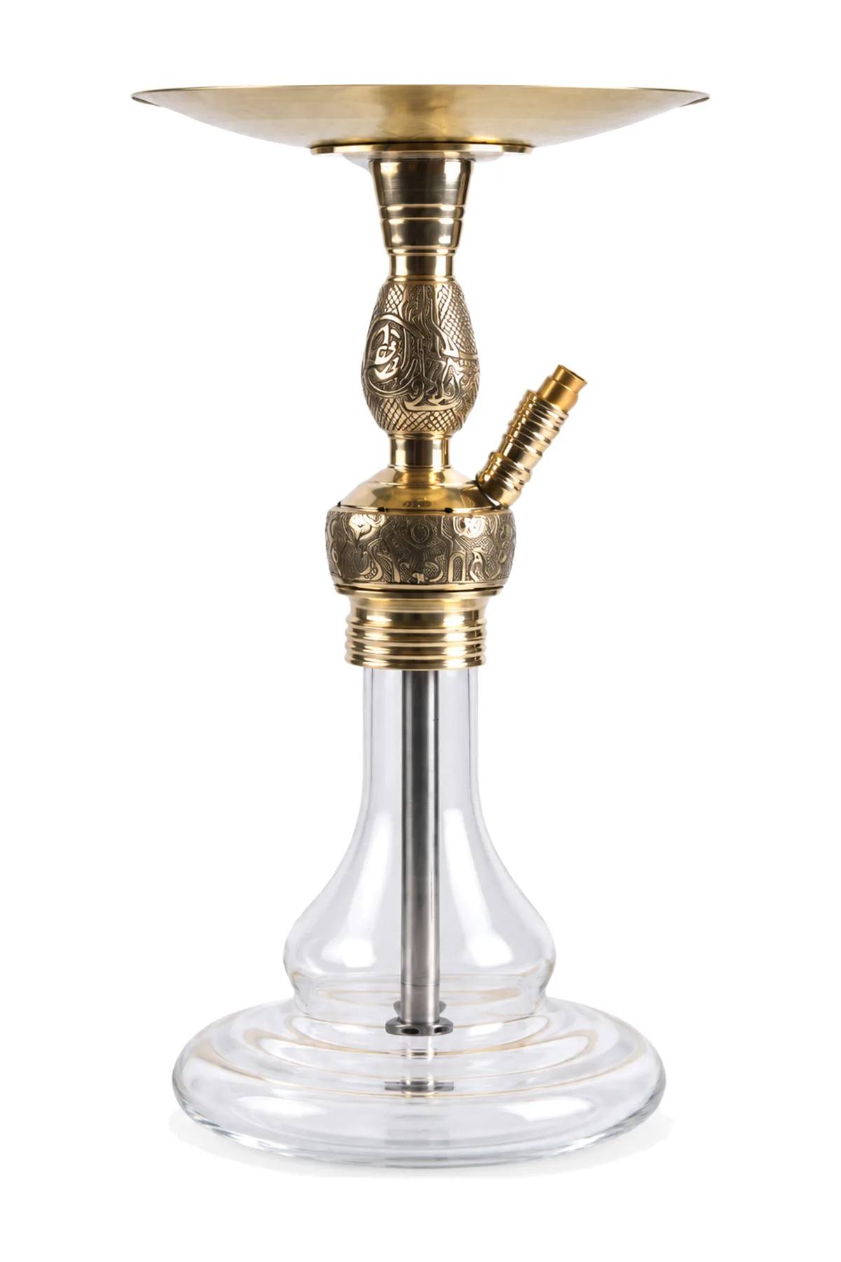 YT Shisha OTTO Small Puff Nargile Takımı, gold, şeffaf renkli gövde ve cam şişe görünümü