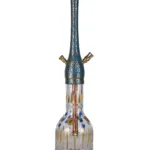 YT Shisha Şehzade Mavi Nargile Takımı, mavi, gold, şeffaf renkli gövde ve cam şişe görünümü