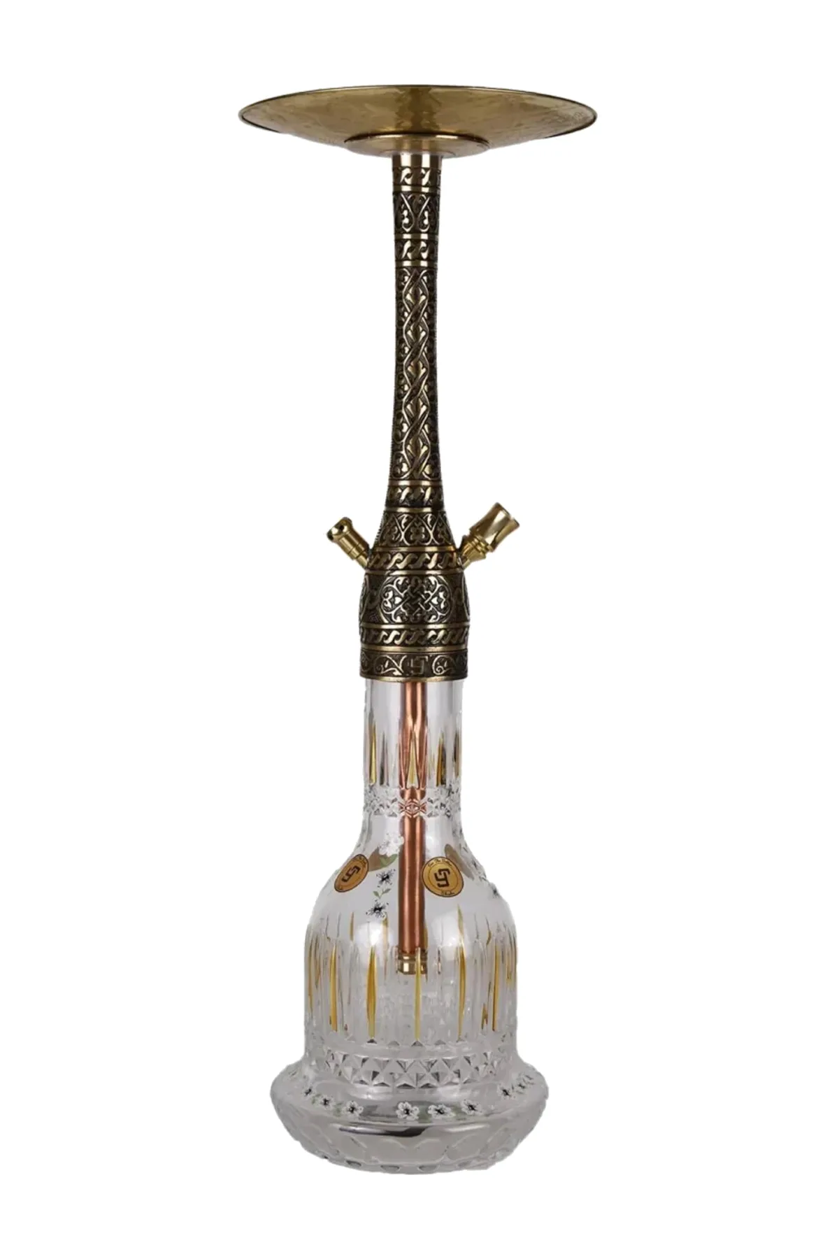 YT Shisha Şehzade Siyah, siyah, gold, şeffaf renkli nargile