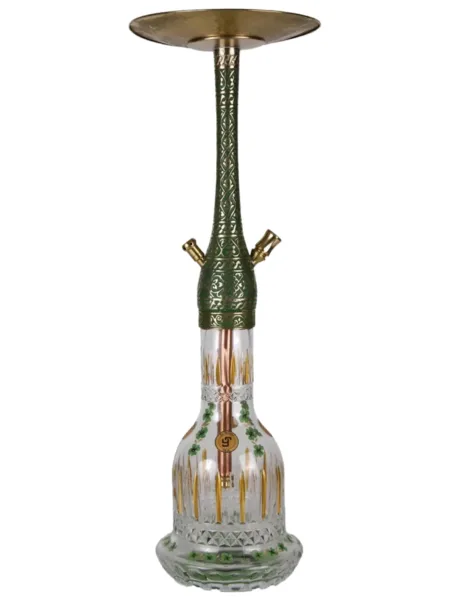 YT Shisha Şehzade Yeşil, yeşil, gold, şeffaf renkli nargile