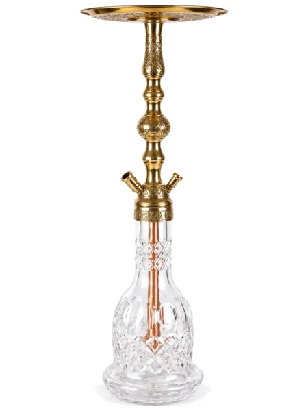 YT Shisha St Vidalı Kahveci Nargile Takımı, gold, şeffaf renkli gövde ve cam şişe görünümü