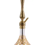 YT Shisha Tulip Puff Altın Kesme Şişeli Nargile Takımı, gold, şeffaf renkli gövde ve cam şişe görünümü