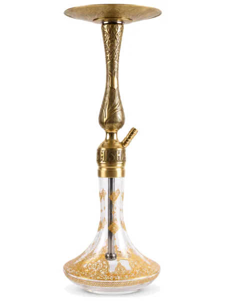 YT Shisha Tulip Puff Varak Şişeli, gold, şeffaf renkli nargile
