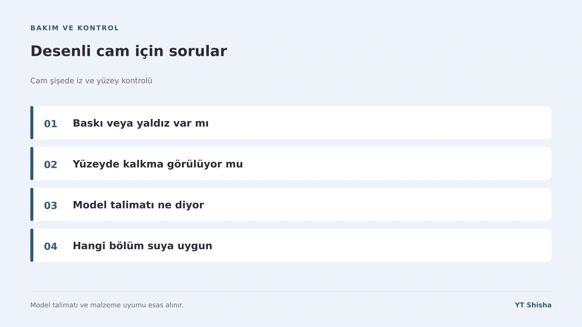 Cam şişede iz ve yüzey kontrolü — Desenli cam için sorular