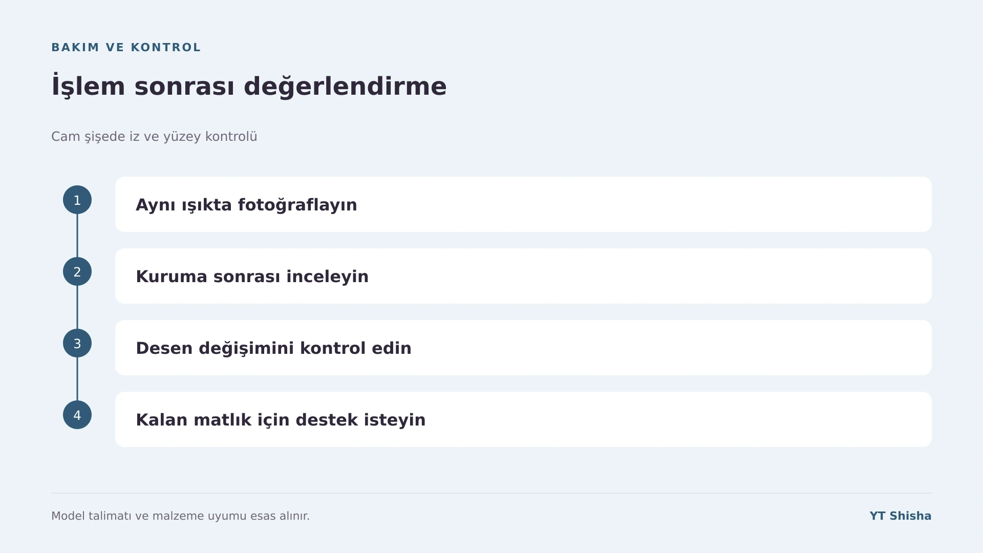 Cam şişede iz ve yüzey kontrolü — İşlem sonrası değerlendirme