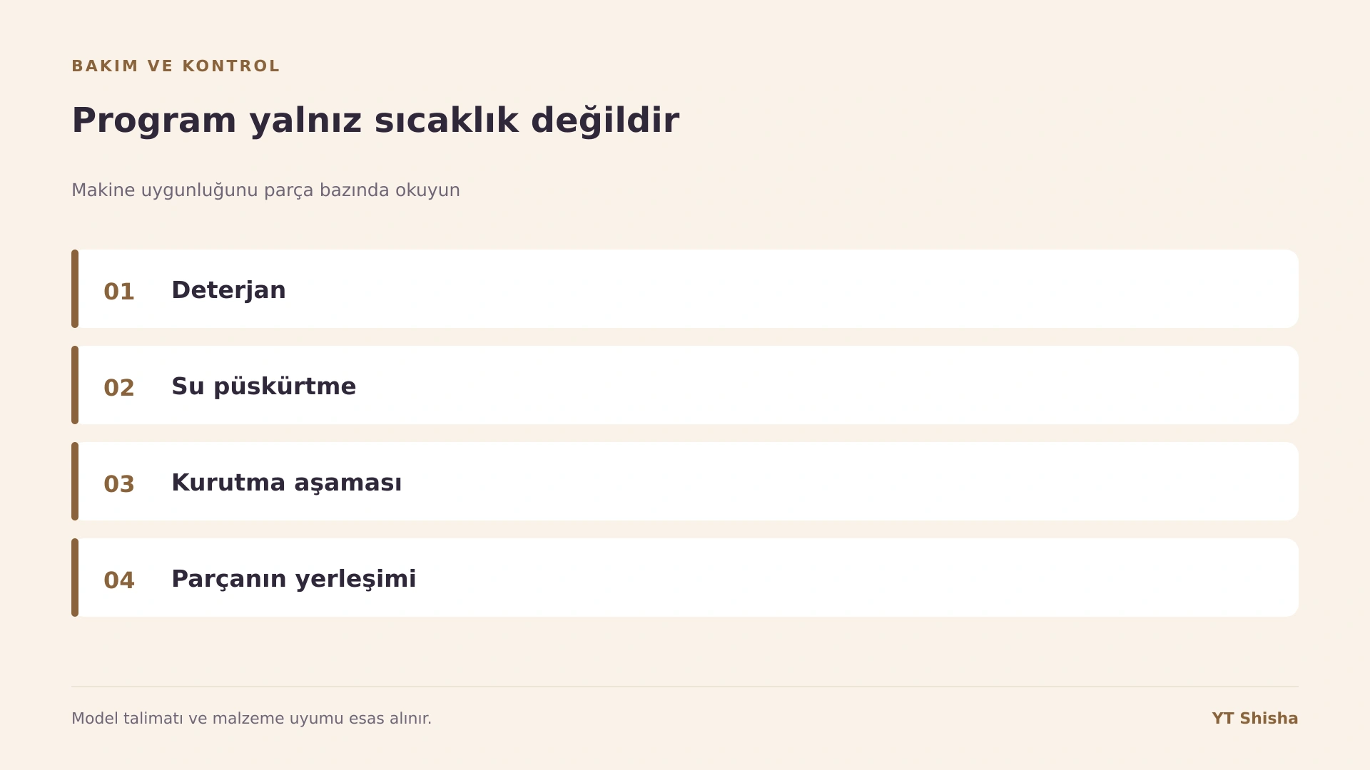 Makine uygunluğunu parça bazında okuyun — Program yalnız sıcaklık değildir