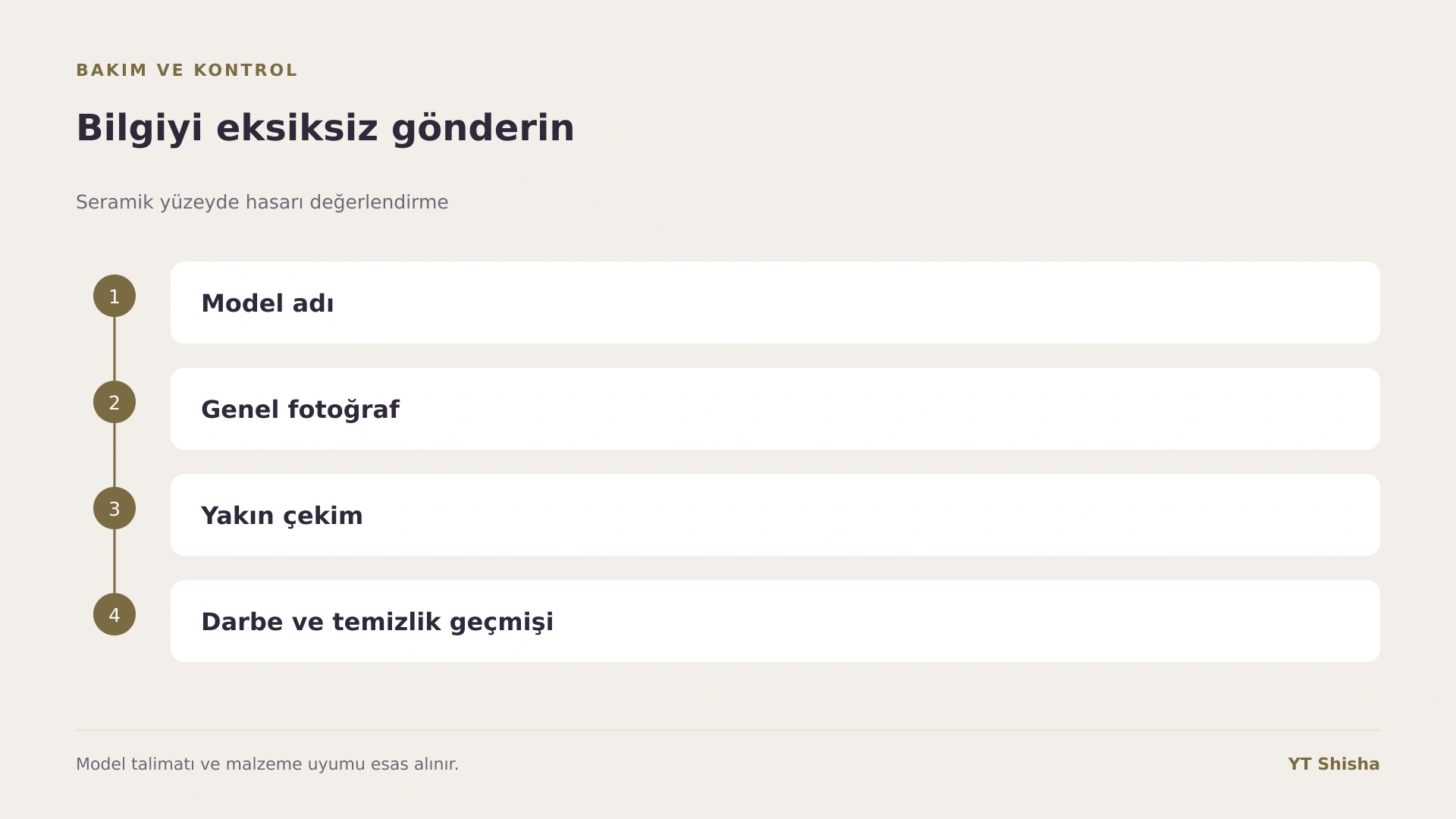 Seramik yüzeyde hasarı değerlendirme — Bilgiyi eksiksiz gönderin
