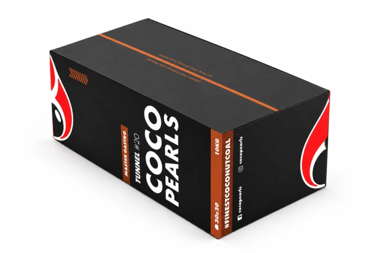 Cocopearls Tünel Nargile Kömürü 10 kg – kapalı ambalajın kapak, ön ve yan yüzleri