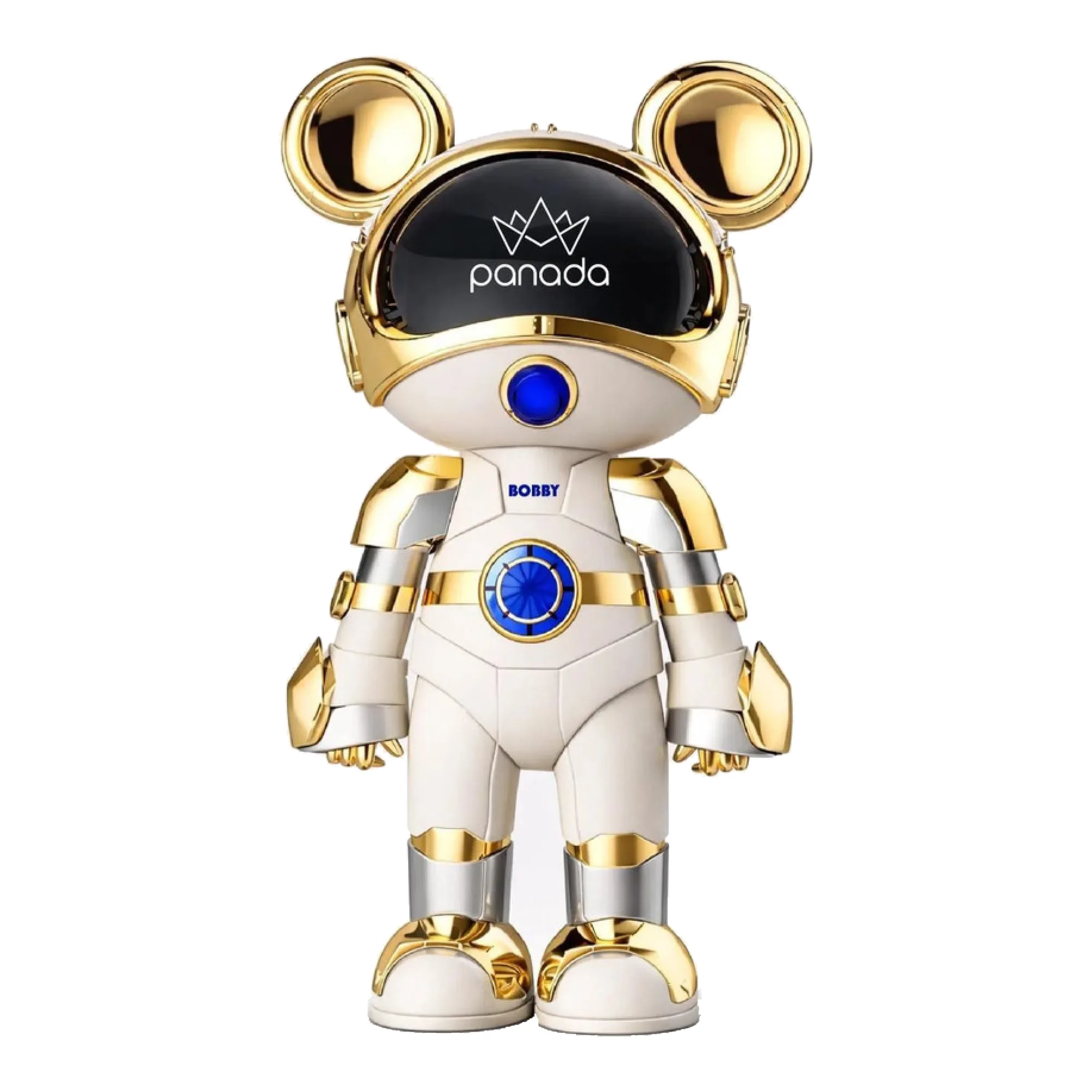 Panada Bobby Hookah Set in White Gold – a premium hookah with a white body and gold-plated details in a sculptural figure design